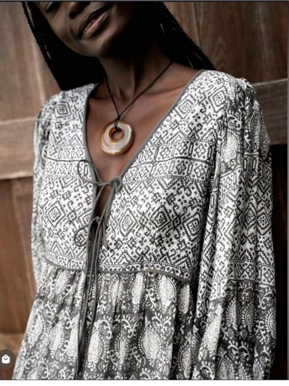 NWT Daughters of India Band Charcoal Printed Maxi Dress - Picture 5 of 5